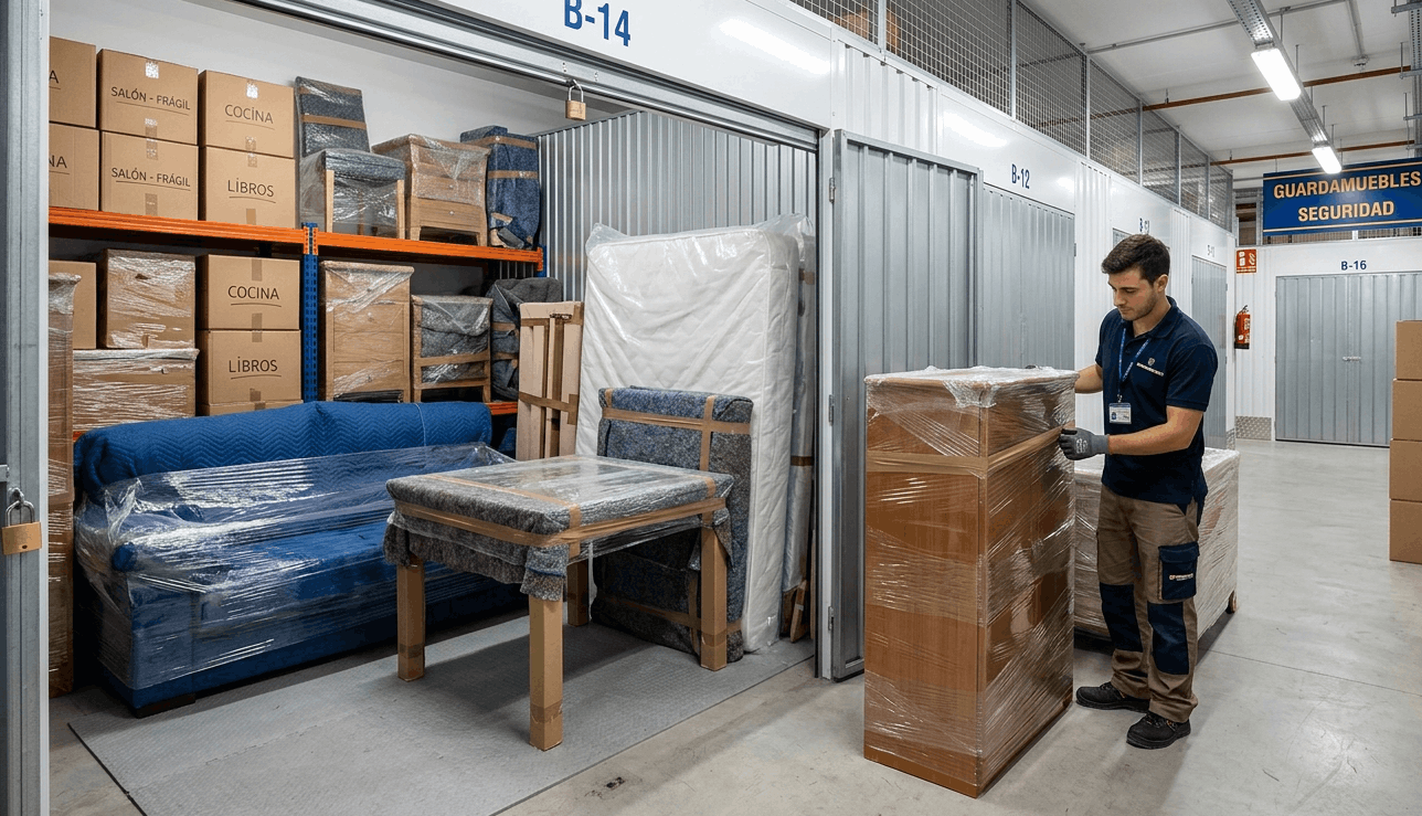 Guardamuebles en Valencia con muebles protegidos y embalados correctamente