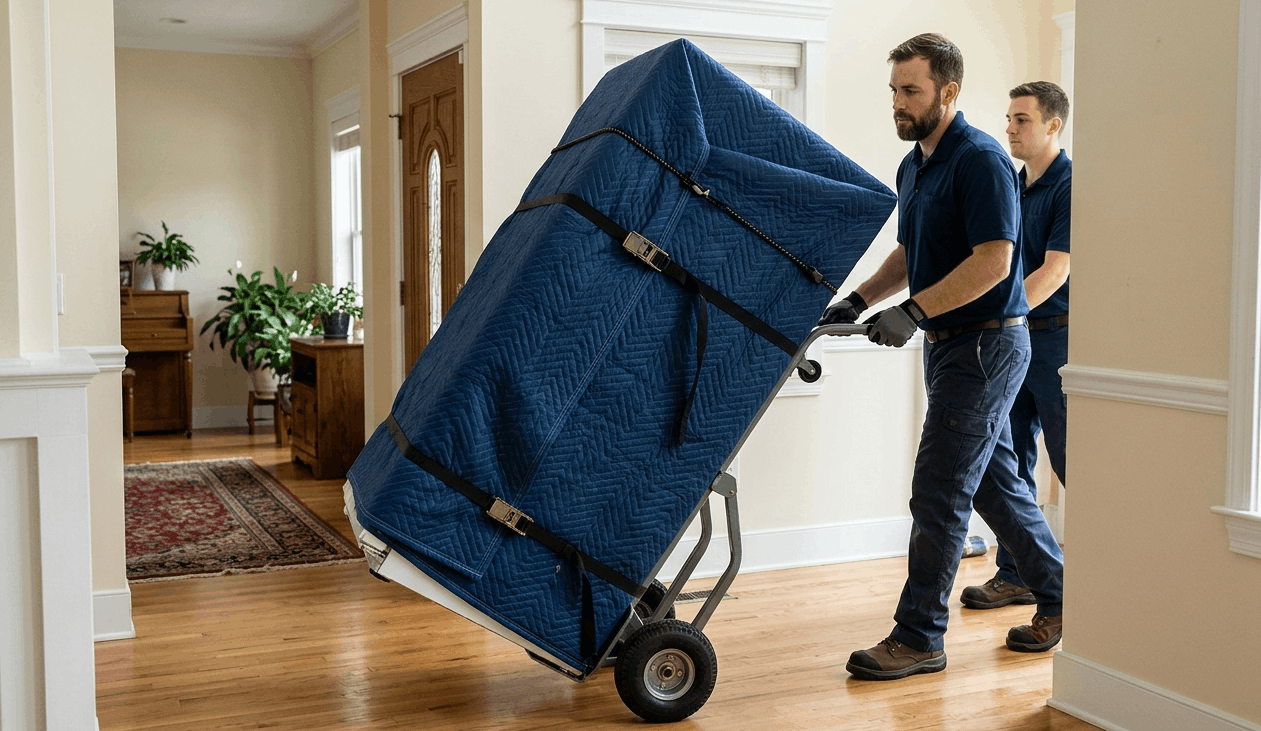 Transporte de un frigorífico en posición vertical durante una mudanza